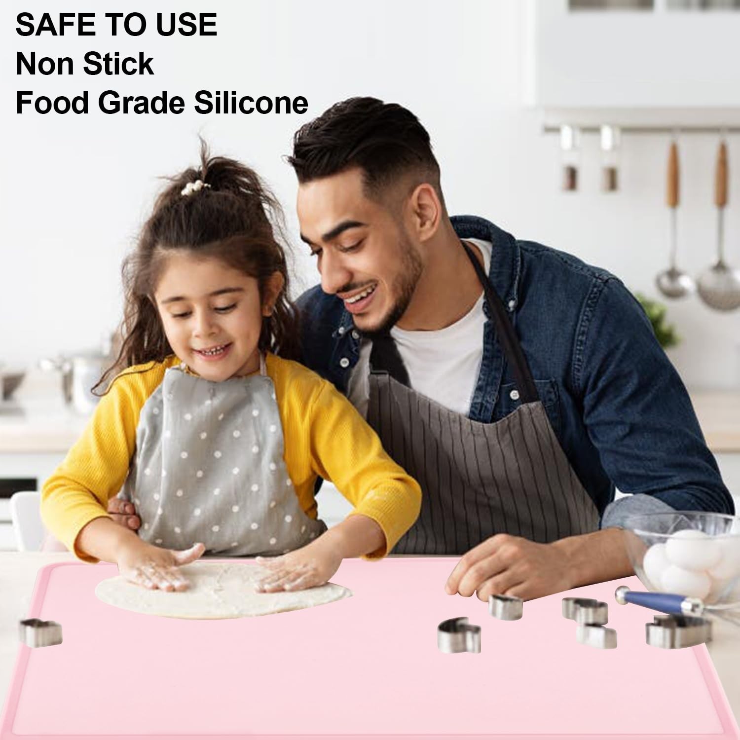 Standard Silicone Mat Pink Baking Mat-Multipurpose Kid Placemat Reusable Kitc...