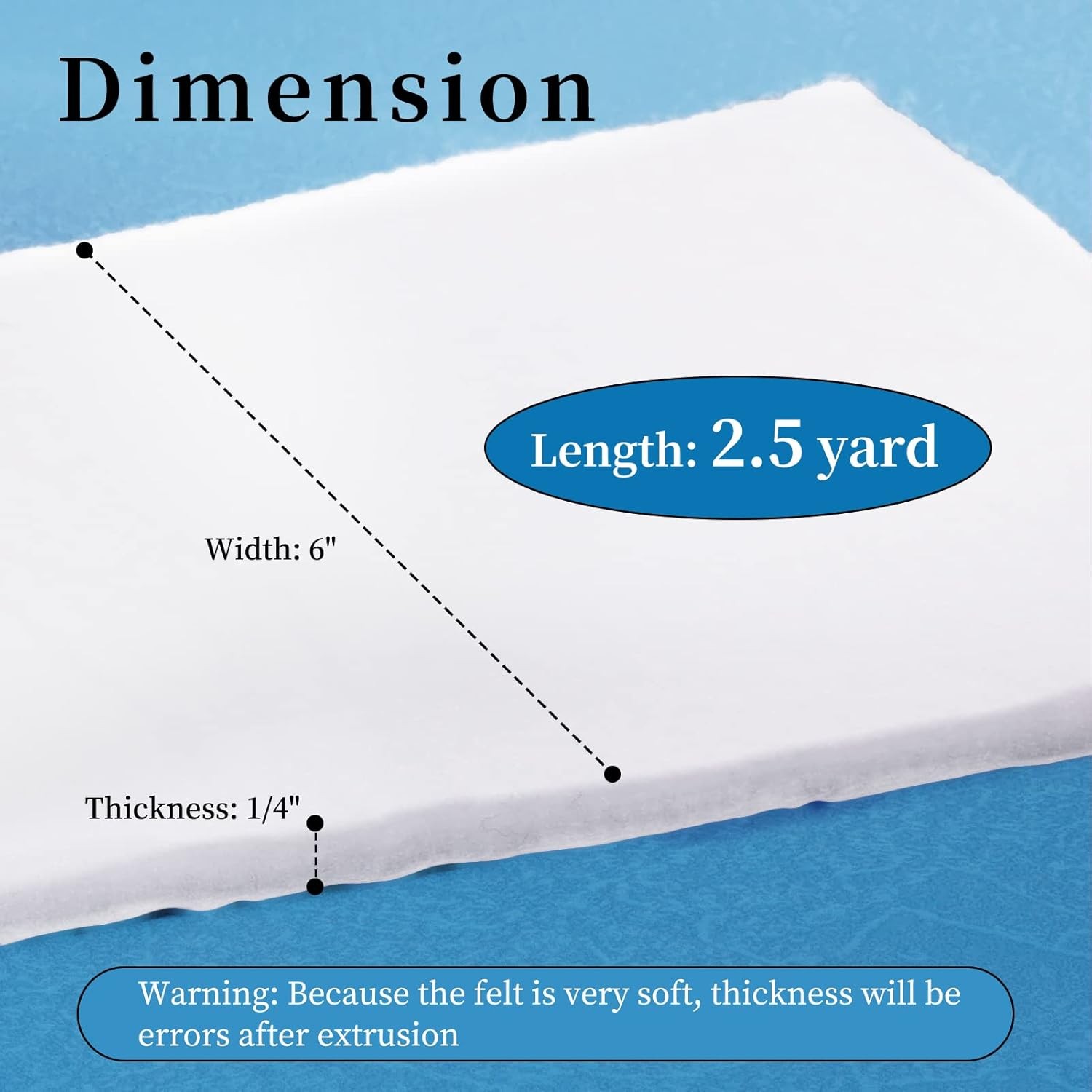Pllieay Adhesive Felt Premium Grade, Orthopedic 1/4 x 6 x 2.5yd, White