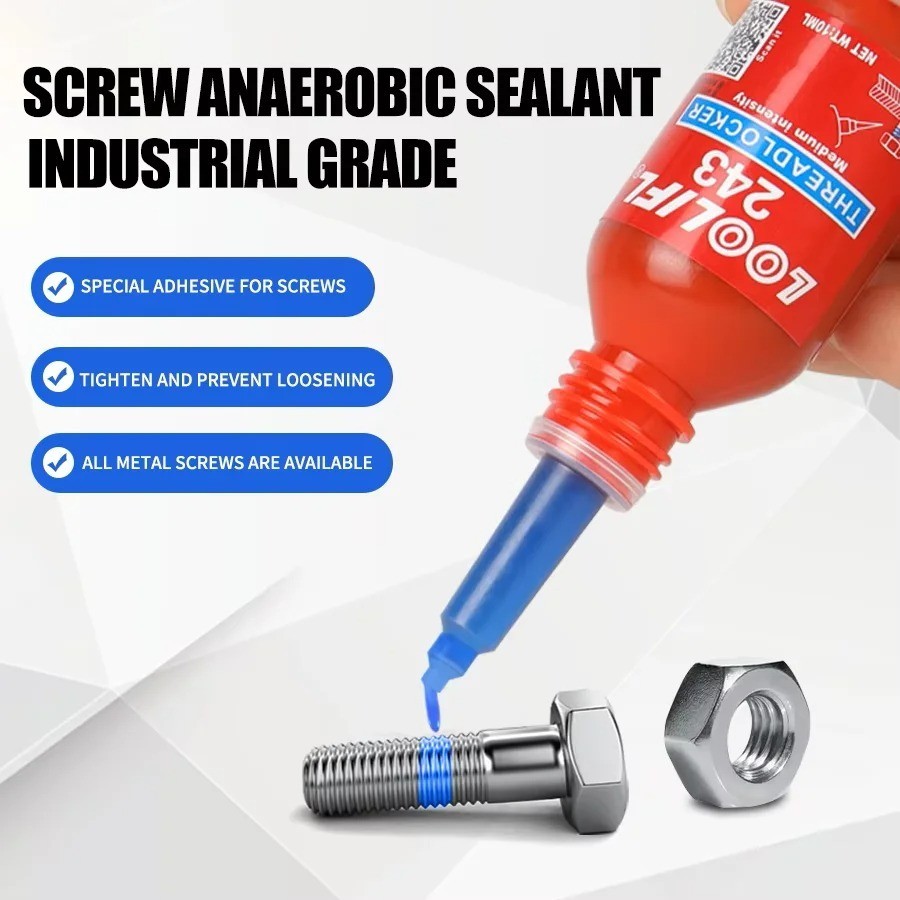 LOOLIFL Blue Thread Locker 243 Nuts-Bolts Locker, Screw Adhesive Lock Tight Seal