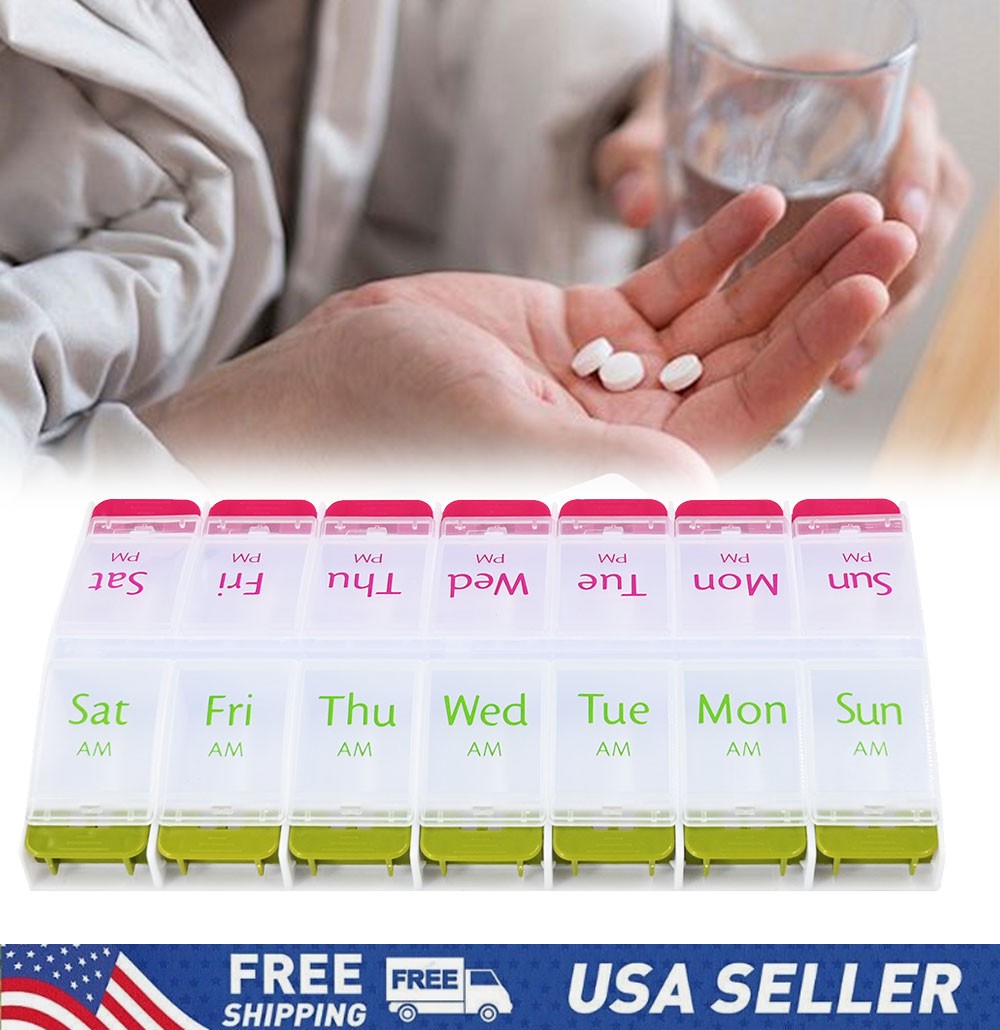 8 INCH Weekly Pill Box Organizer Twice a Day 7 day AMPM Organizer Case Medicine