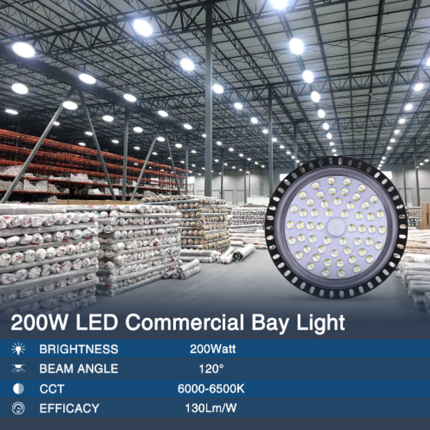 200W UFO LED High Bay Light Warehouse Industrial Light Fixture 20000LM