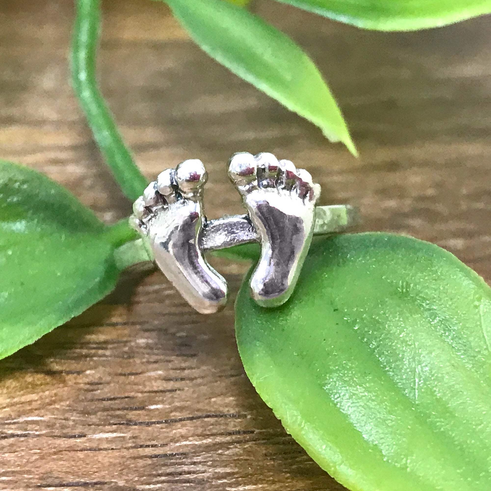 925 Sterling Silver Two Feet Adjustable Toe Ring for Women