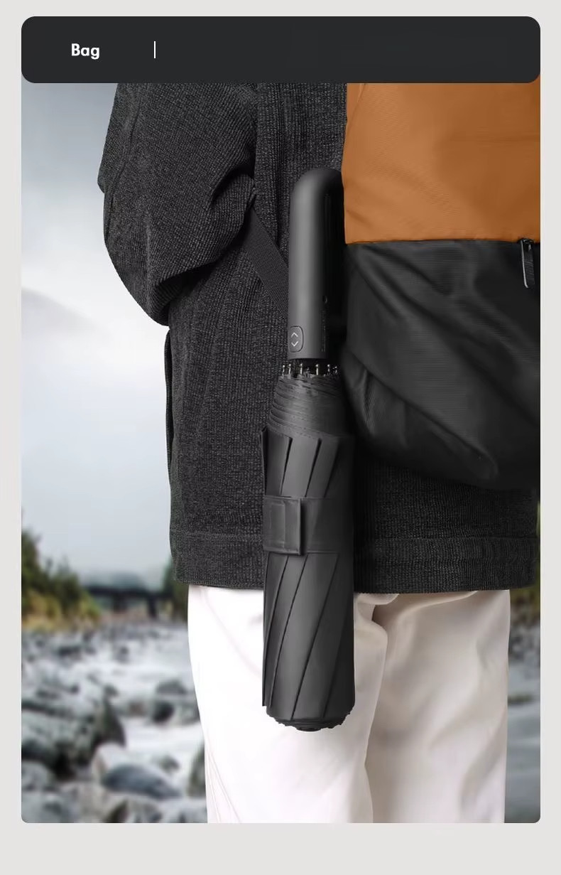 Heavy Duty Windproof Umbrella with Safety Reflective Ring Buckle