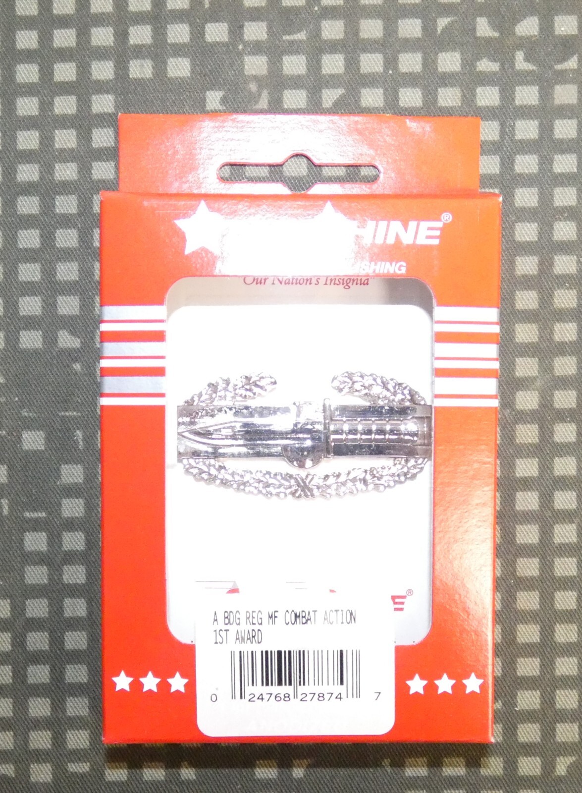 US Army Combat Action Badge CAB Staybrite Silver Metal Vanguard NIB