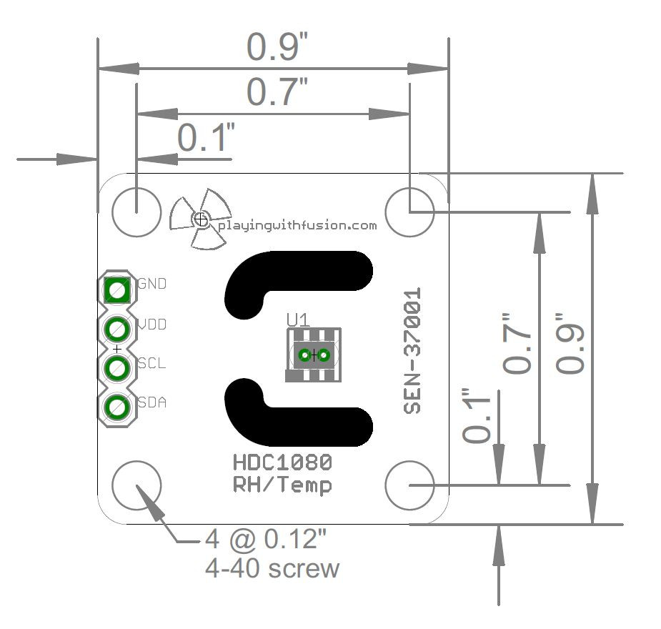 Texas Instruments HDC1080 Precision Humidity and Temperature Sensor Board (3-5V)