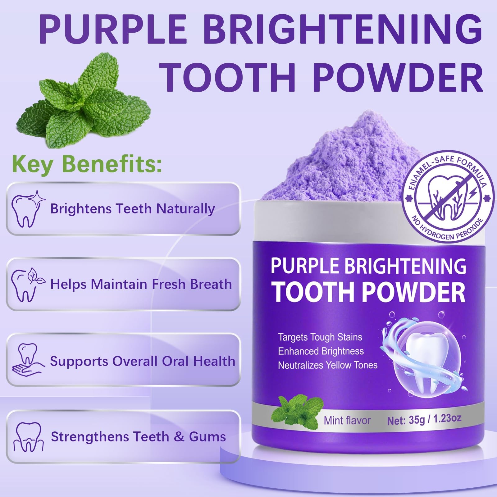Teeth Whitening Powder - Purple Brightening - 1.23 Ounce (Pack of 1)