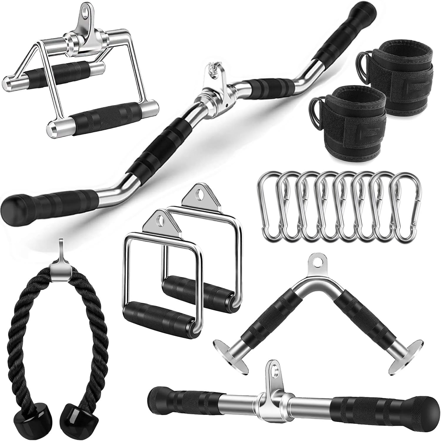 Durable Tricep Pull Down & LAT Pulldown Attachments Set - Enhance Your Home Gym