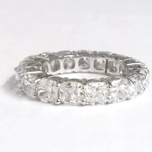 3.10 Ct Cushion Cut White Moissanite Engagement Band Ring 925 Sterling Silver