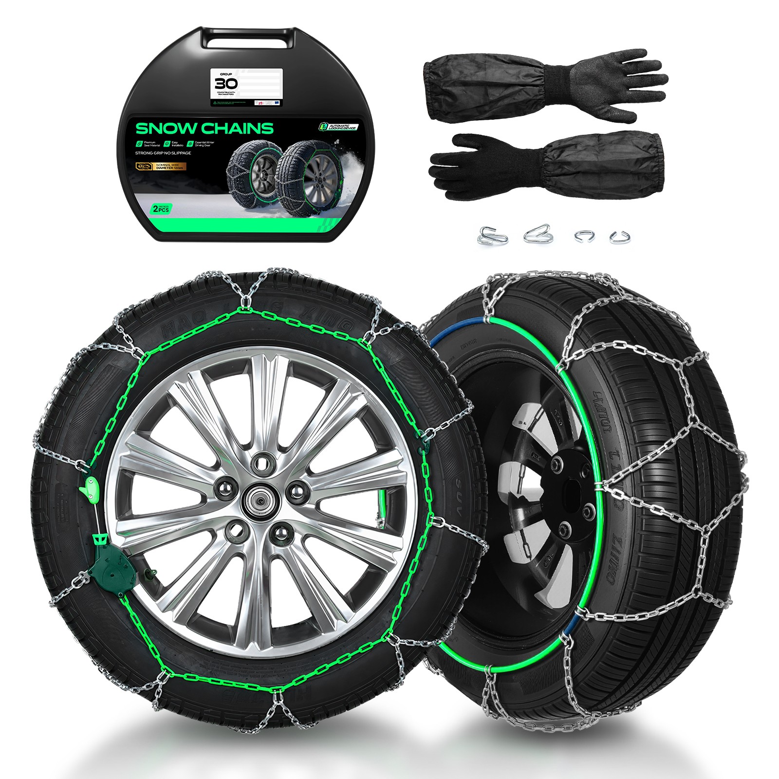 Pair Anti-Skid Snow Chains 12mm for Pickup Trucks 235/70R16 225/60R18 275/35R19