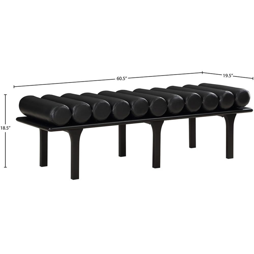 Maklaine Modern / Contemporary Black Vegan Faux Leather Bench