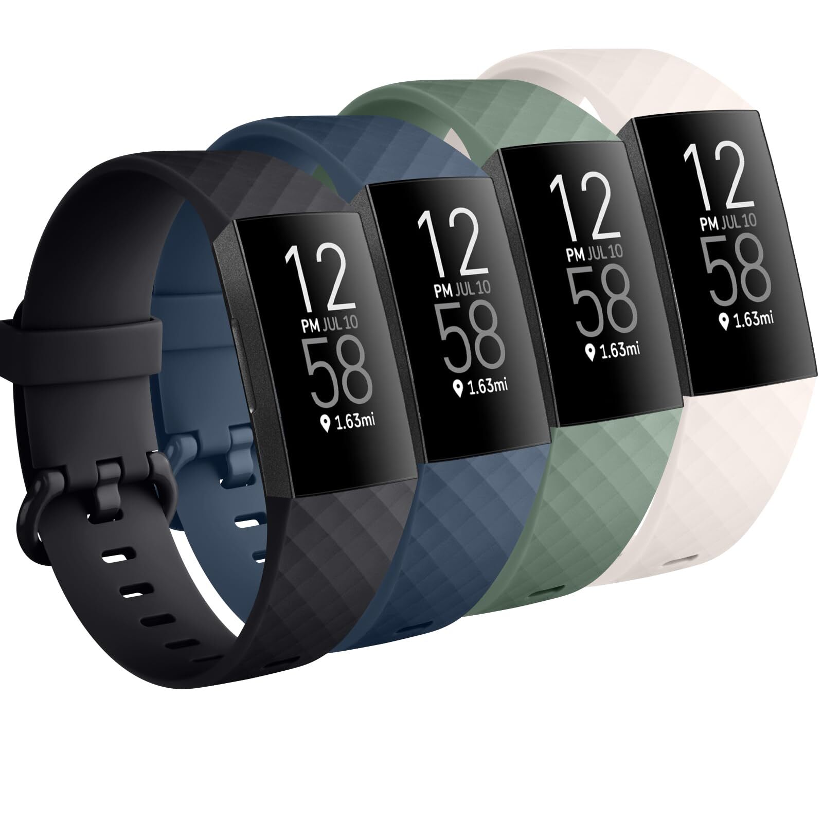 4 Pack Replacement Band for Fitbit Charge 3 4 SE Bracelet Watch Rate Fitness [L]