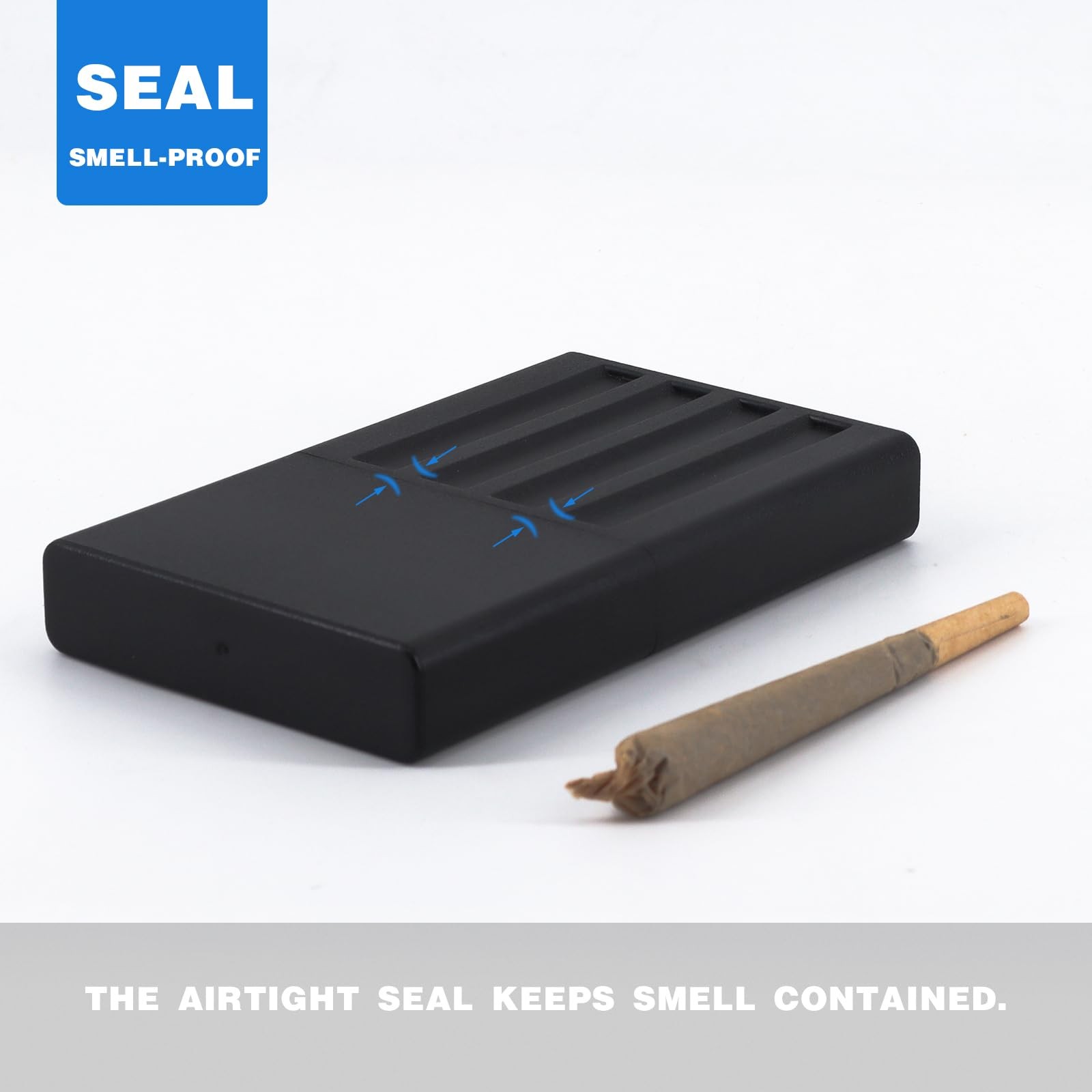 Smell Proof Cigarette Holder Case, 5 Hole Single Pre Roll Black