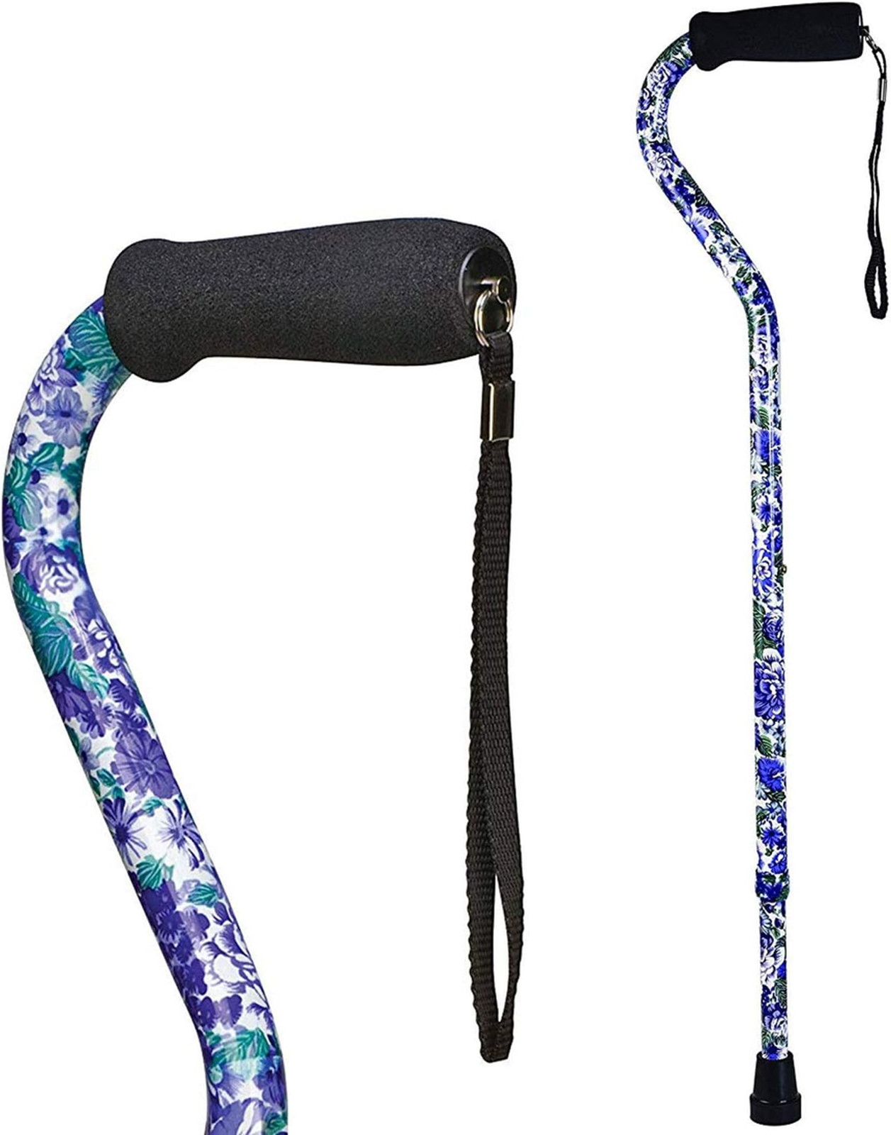 Adjustable Cane with Offset Handle Aluminum Support 250 Pounds Lightweight