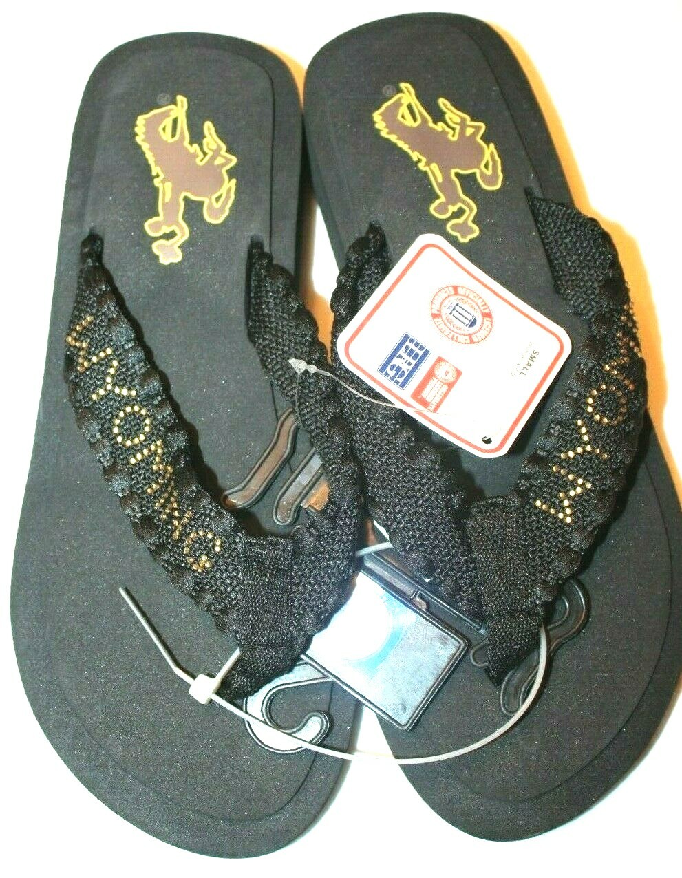 LRG Collegiate Wyoming State Women's Black Purple Logo Flip Flop Slippers