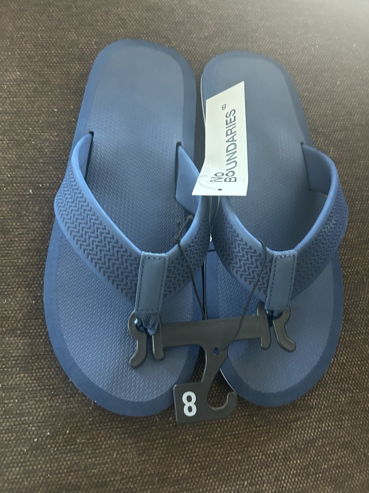 No Boundaries Men's Thong Sandals Blue Straps Synthetic Upper Size 8
