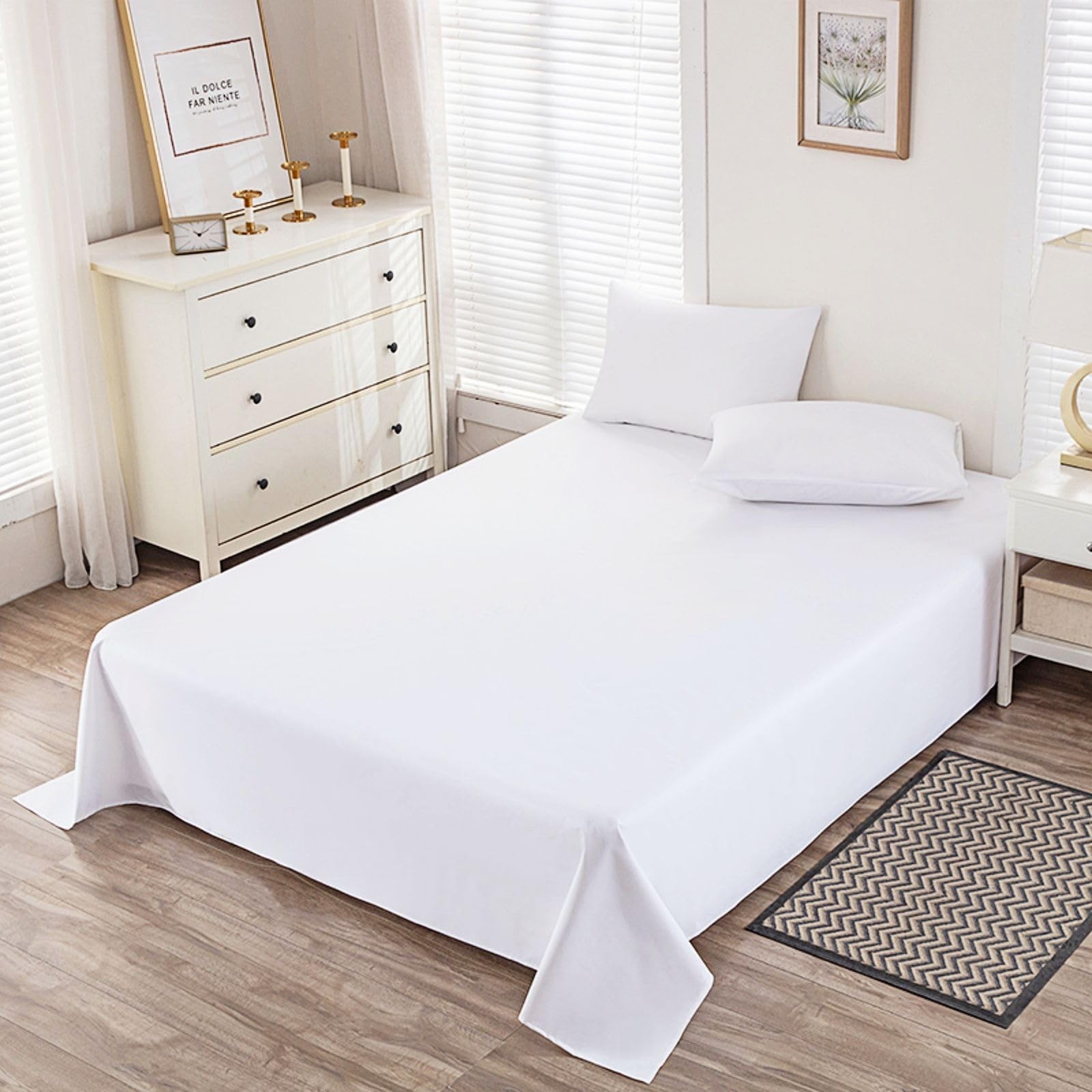 Flat Queen Size, Soft 300 Thread Count 100% Cotton , Sateen, Cooling & Breath...