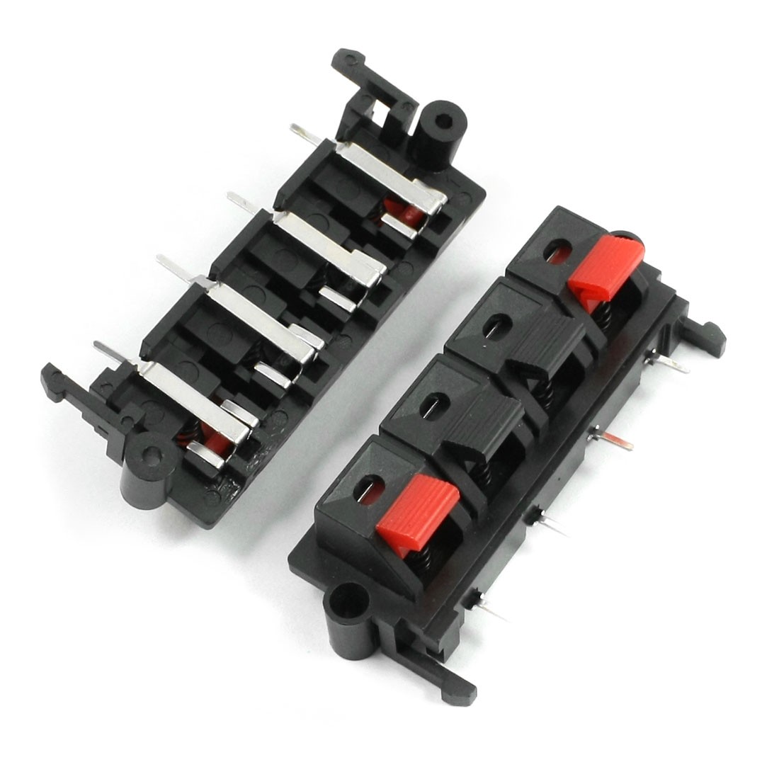 2 Pcs 4 Pins Red Black Spring Loaded Push Type Speaker Terminal 64 x 25mm