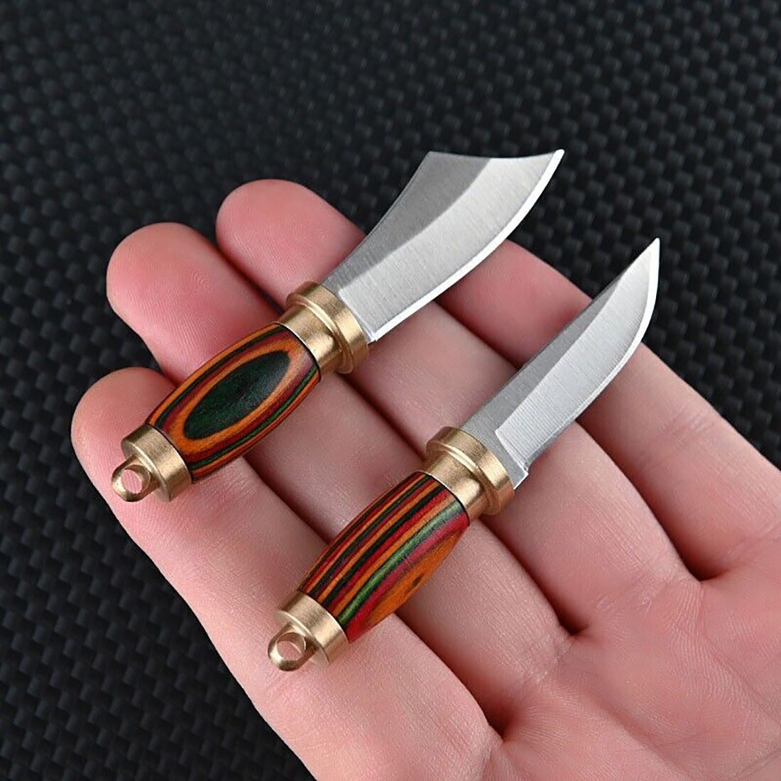 2 pcs Mini Fixed Blade Portable keychain Knife w/ Leather Sheath Outdoor Camping