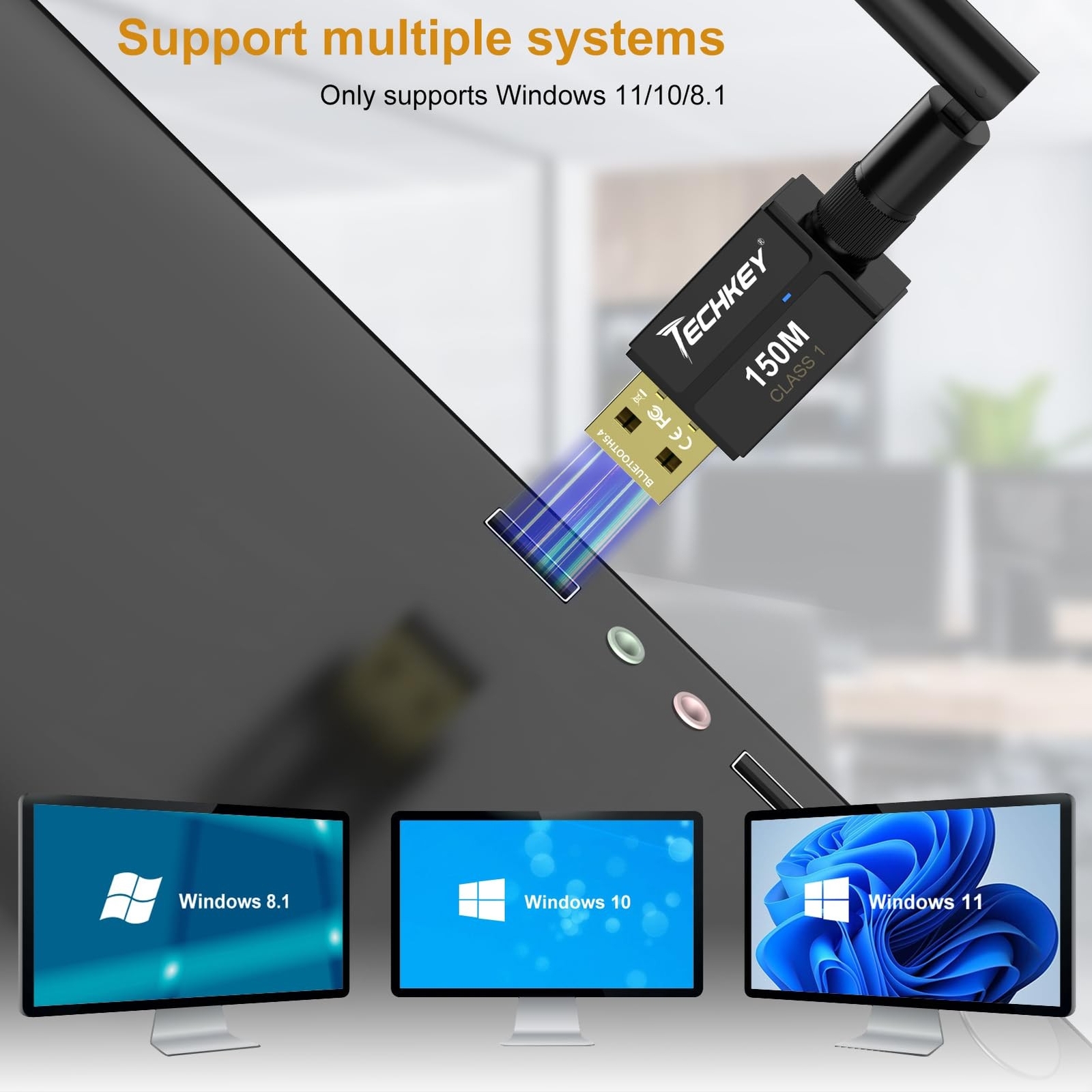 USB Bluetooth 5.4 Adapter for Desktop PC, Long Range 500FT Wireless Transfer ...