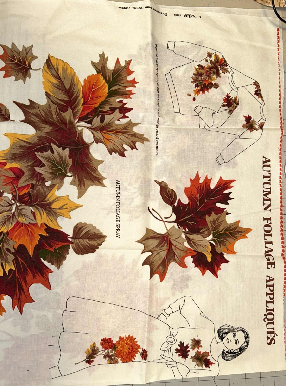 VINTAGE AUTUMN FOLIAGE APPLIQUE PATTERN UNCUT INCUDING INSTRUCTIONS