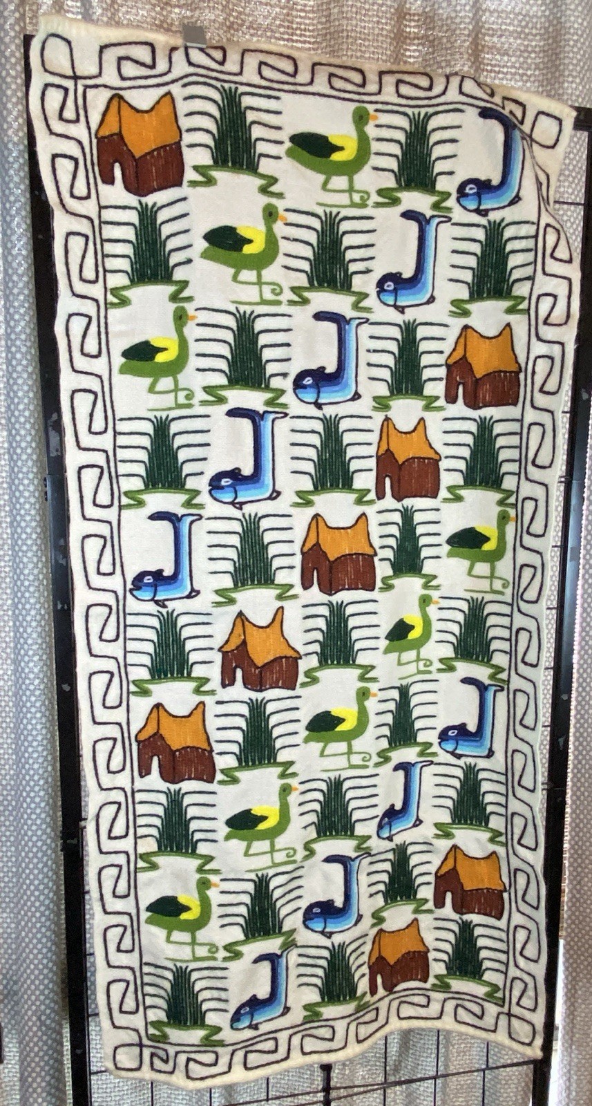 Wall hanging wool Peruvian table runner tapestry