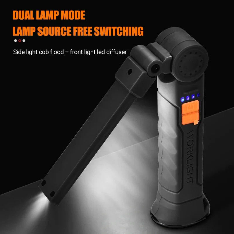 COB LED Work Light USB Rechargeable Magnetic Flashlight Hanging Lamp