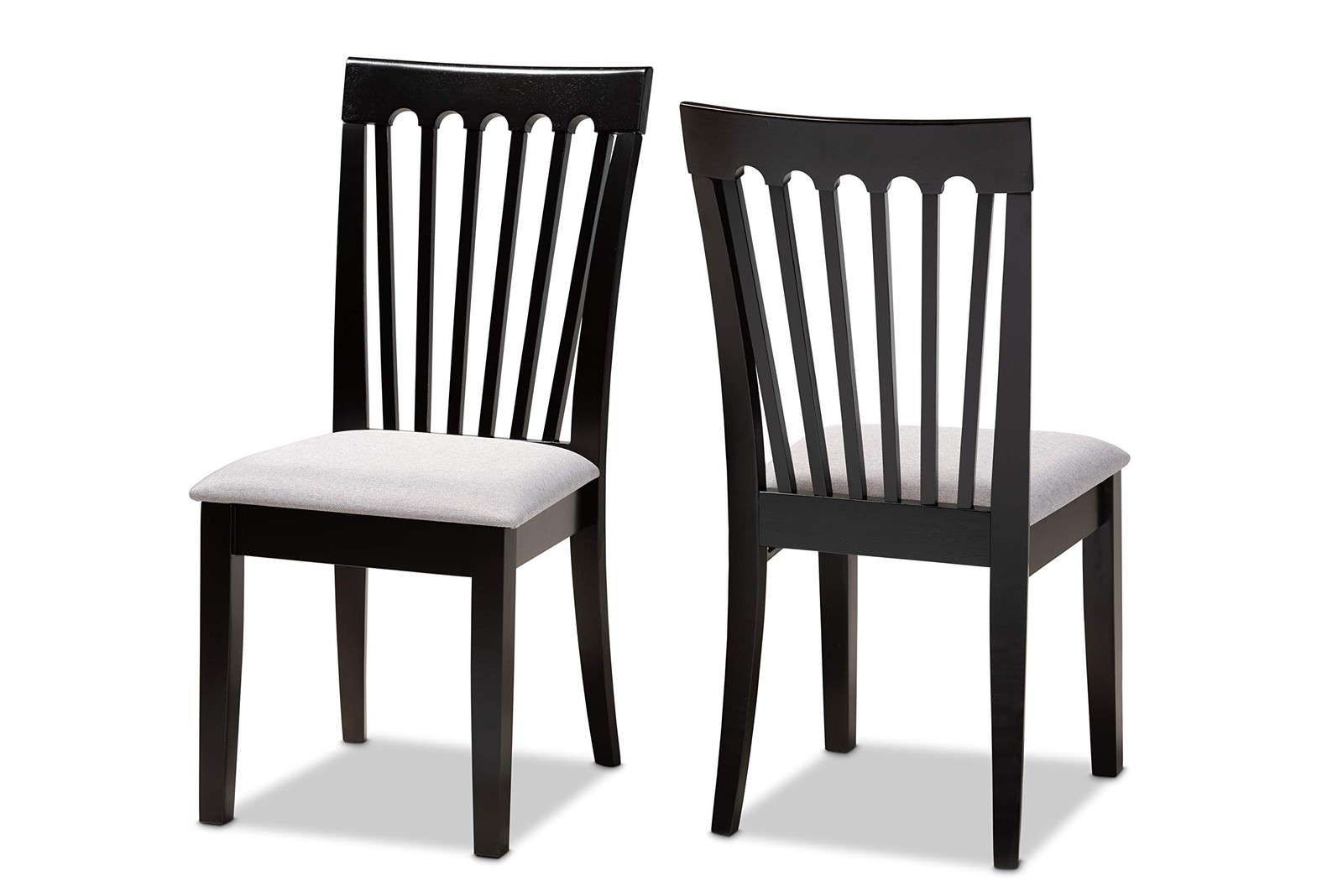 Minette 2-Piece Dining Chair Set - Gray Fabric Upholstered With Espresso Brow...