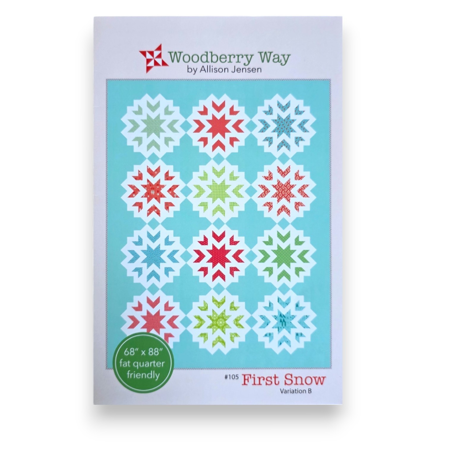 First Snow Quilt Pattern 68"x88" Fat Quarters - Allison Jensen - Woodberry Way