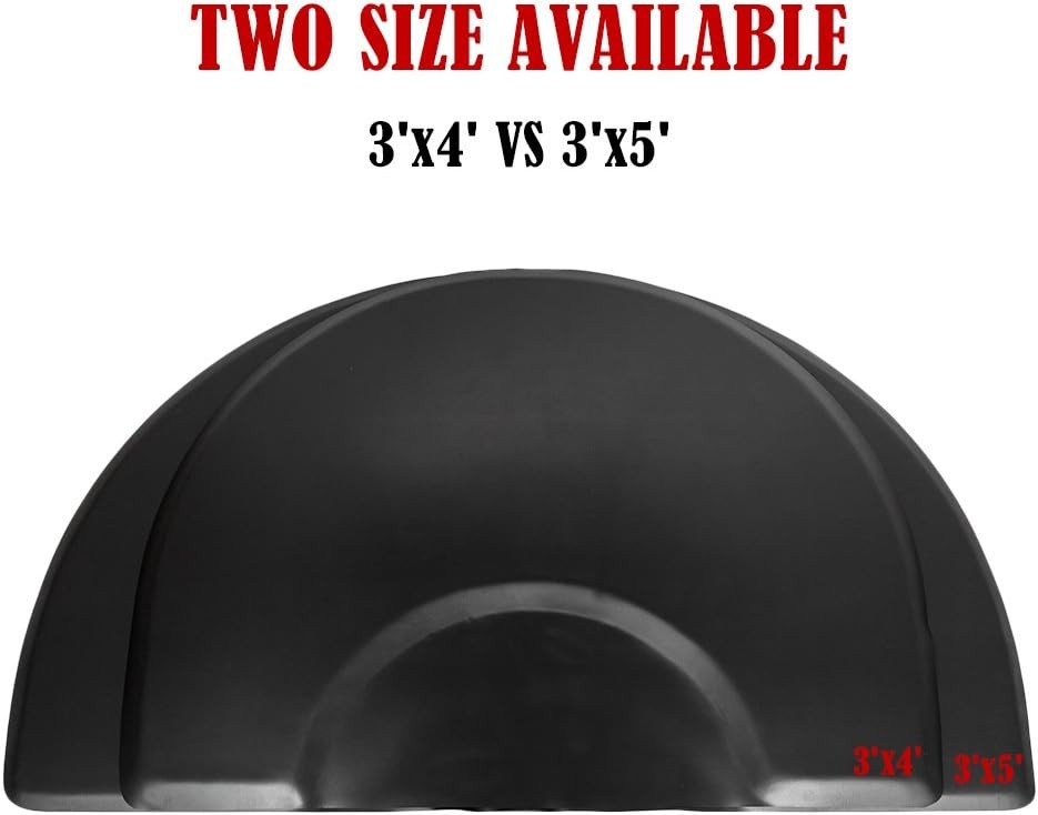 Heavy Duty Barber Shop Mat 36"x48" Semi-Circle 1" Cushion - Non-Slip Floor Pad