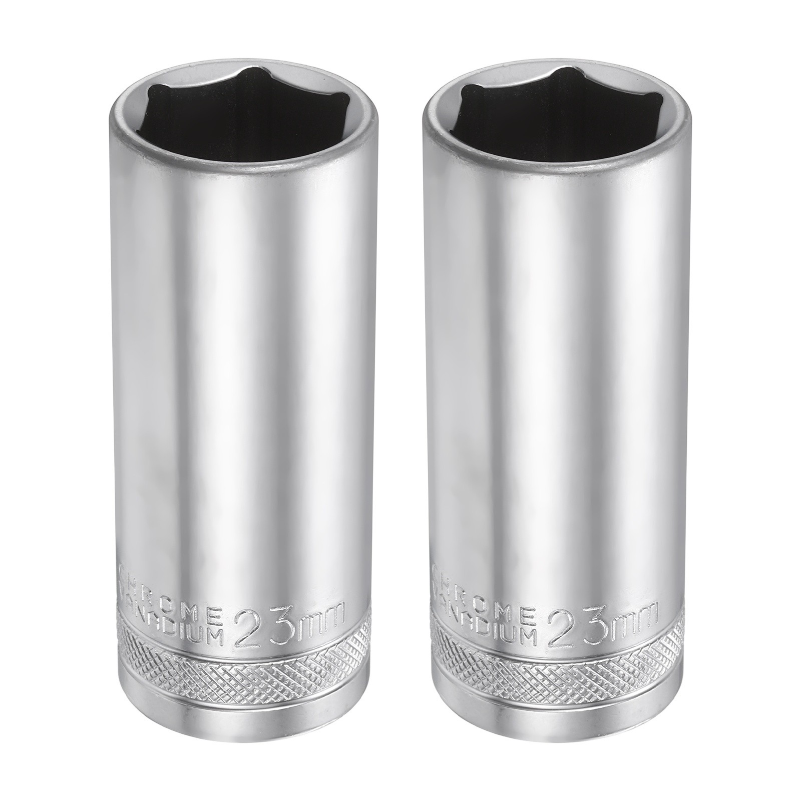 2pcs 6 Points Deep Socket 1/2" Drive 23mm Nickel Plating Hex Socket 3.1" Long