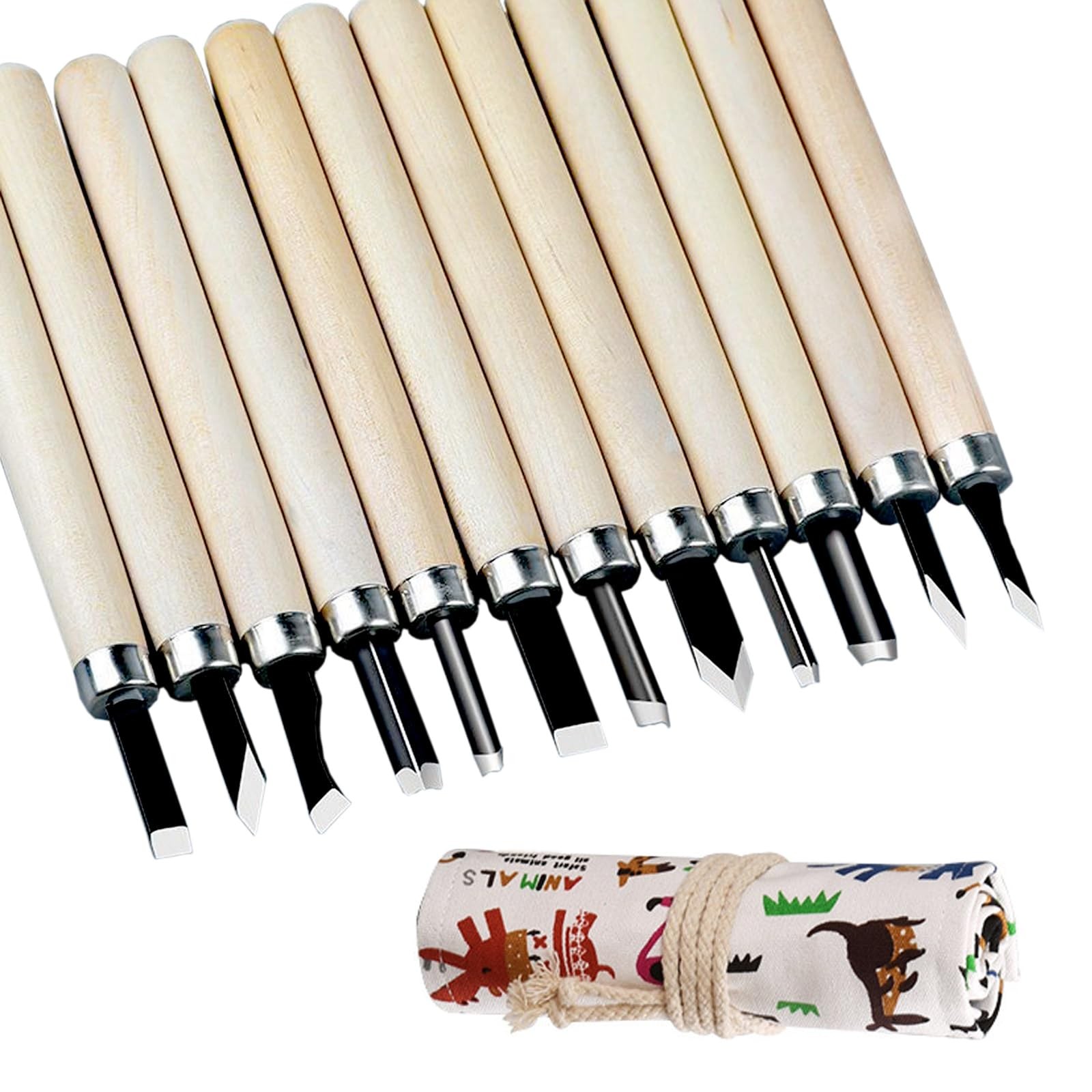 Herramientas para tallar madera con bolsa enrollable de lona, kit tallar madera