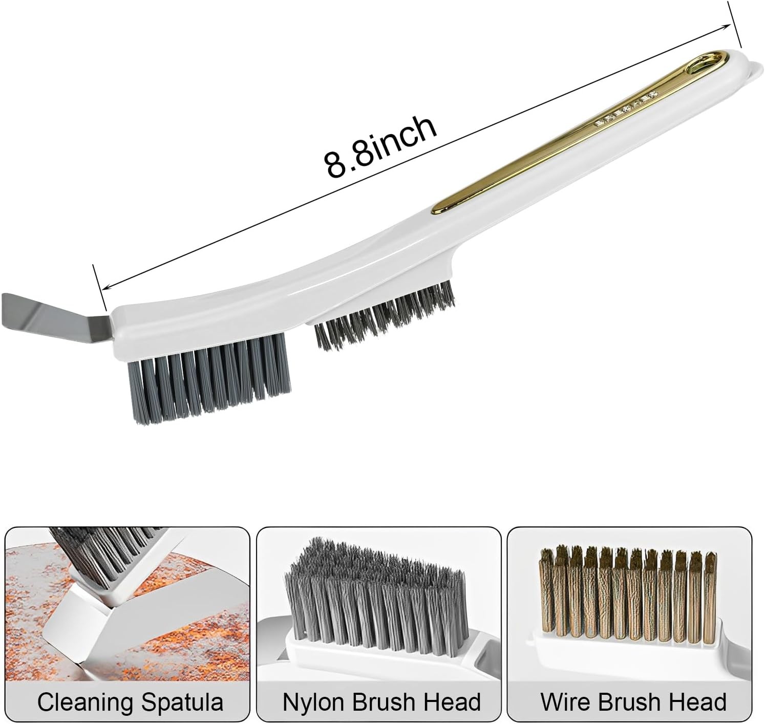 2-Pack Multifunction Cleaning Brushes with Nylon & Wire Bristles + Spatula