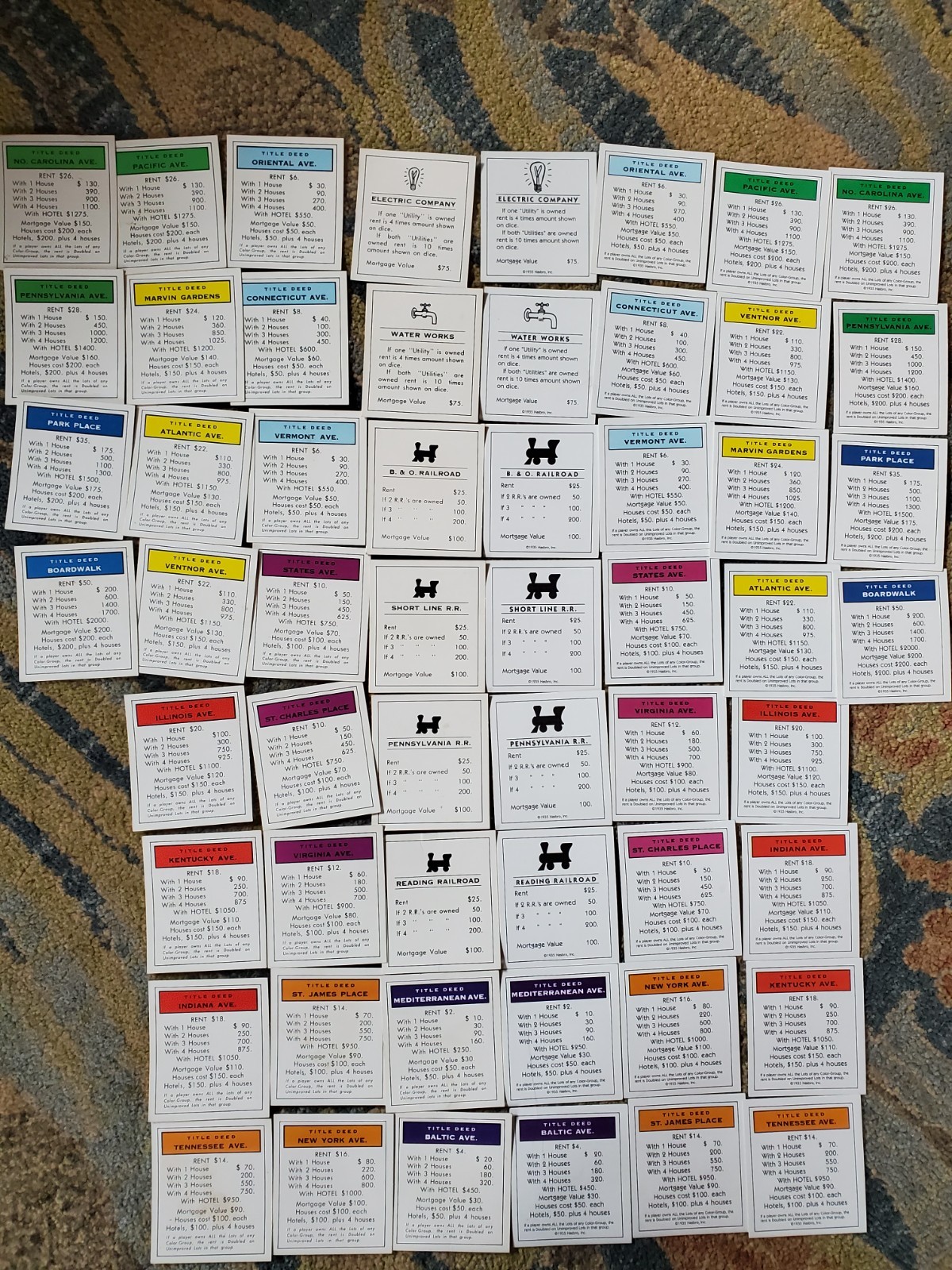 Monopoly Replacement Property Cards You Pick Title Deeds