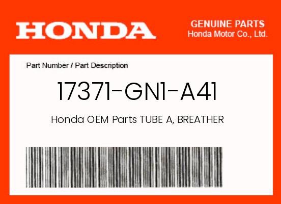 Honda Genuine Tube A, Breather - 17371-Gn1-A41