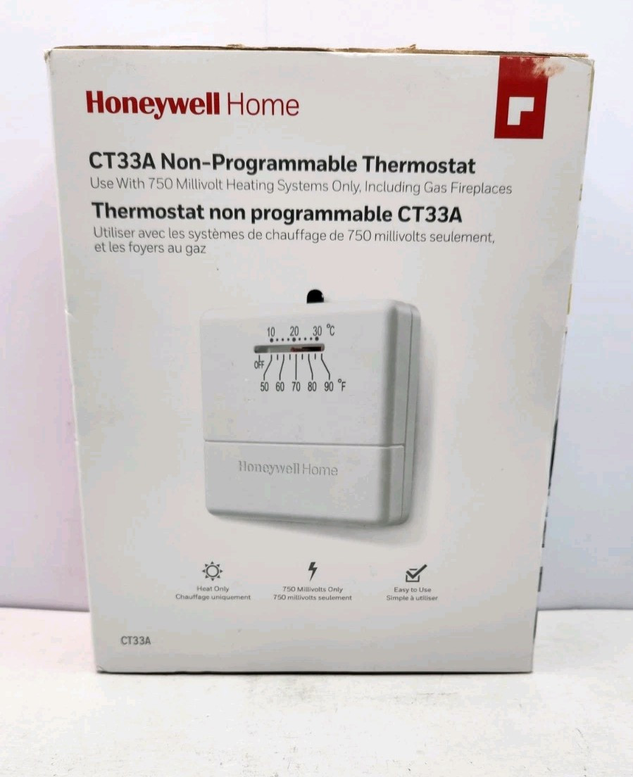 HONEYWELL HOME CT33A HORIZONTAL NON-PROGRAMMABLE THERMOSTAT TEMP CONTROL HEAT