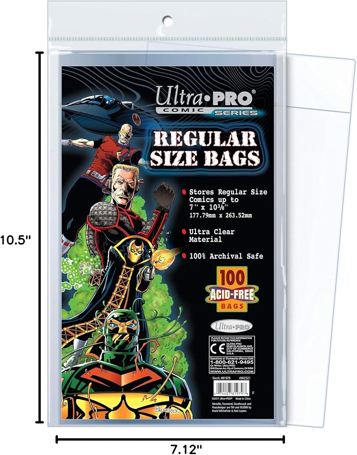 Regular Size 7-1/8 x 10-1/2" Comic Bags 100 Count Pack, Small, Clear