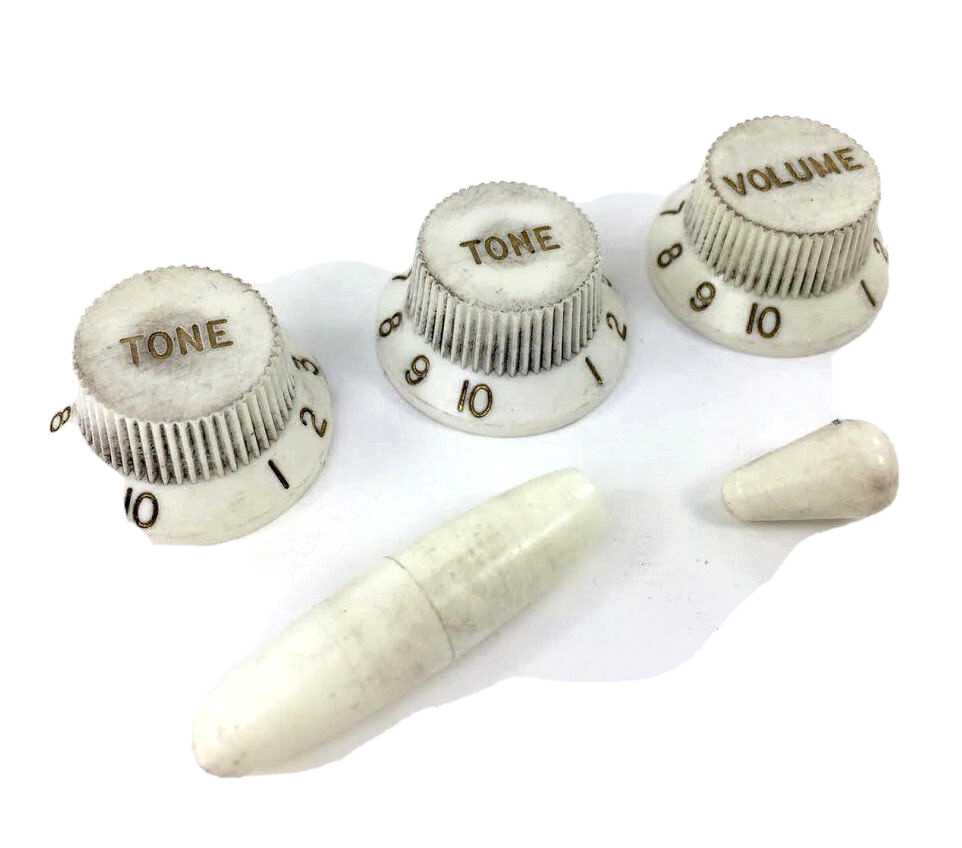 White/Relic Knobs & Tips Set for Vintage Fender Stratocaster/Strat® PK-ST-A