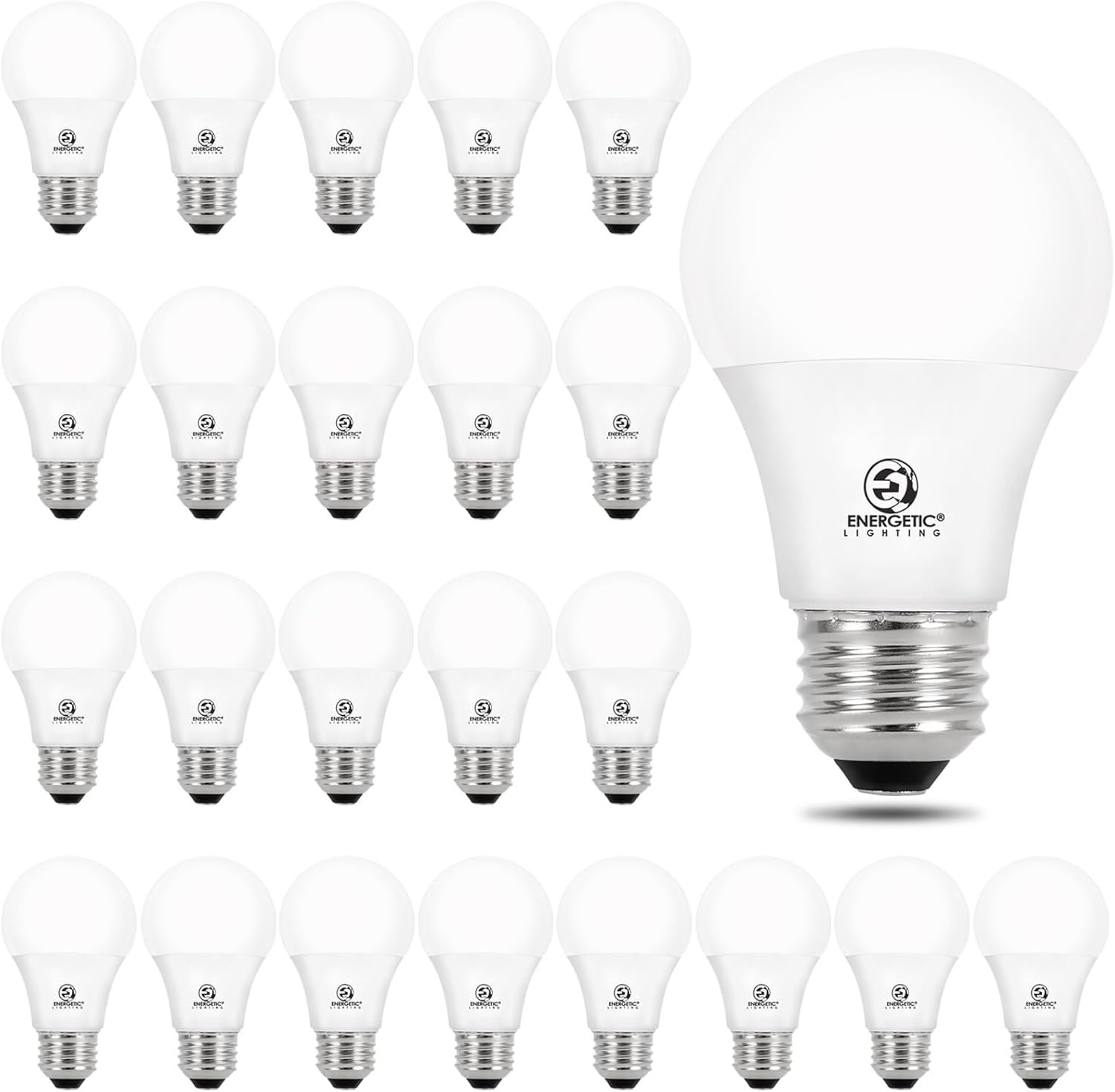 Energetic 24-Pack A19 LED Light Bulb, 60 Watt Equivalent, Daylight 5000K, E26