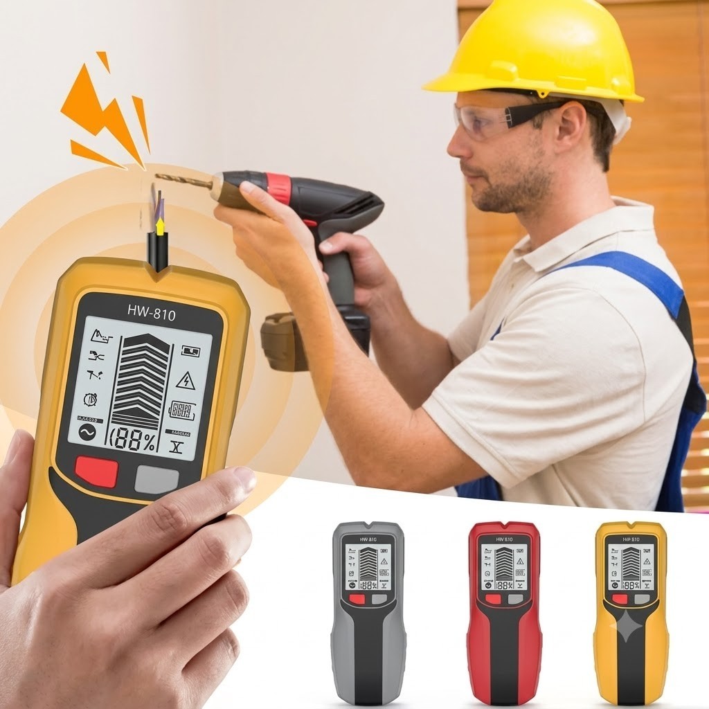 6-in-1 Wall Scanner Stud Finder - Electronic Detector for Wood, Metal, AC Wire,