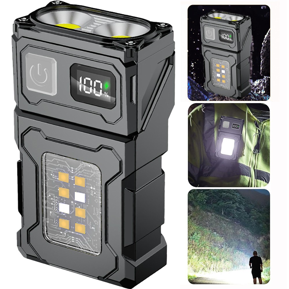 Portable Pocket LED Flashlight Magnetic USB Rechargeable Mini Torch Work Lights