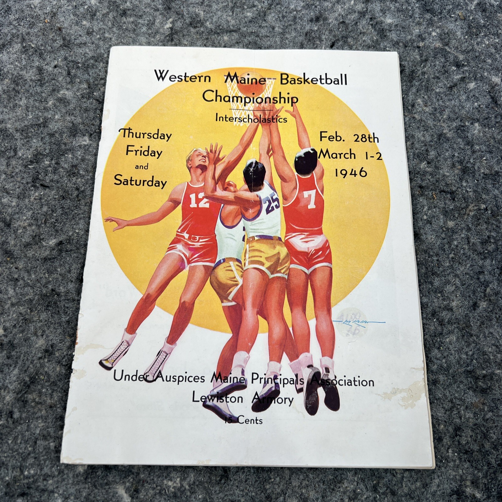 Western Maine Basketball Championship March 1 1946 Program Lewiston Maine