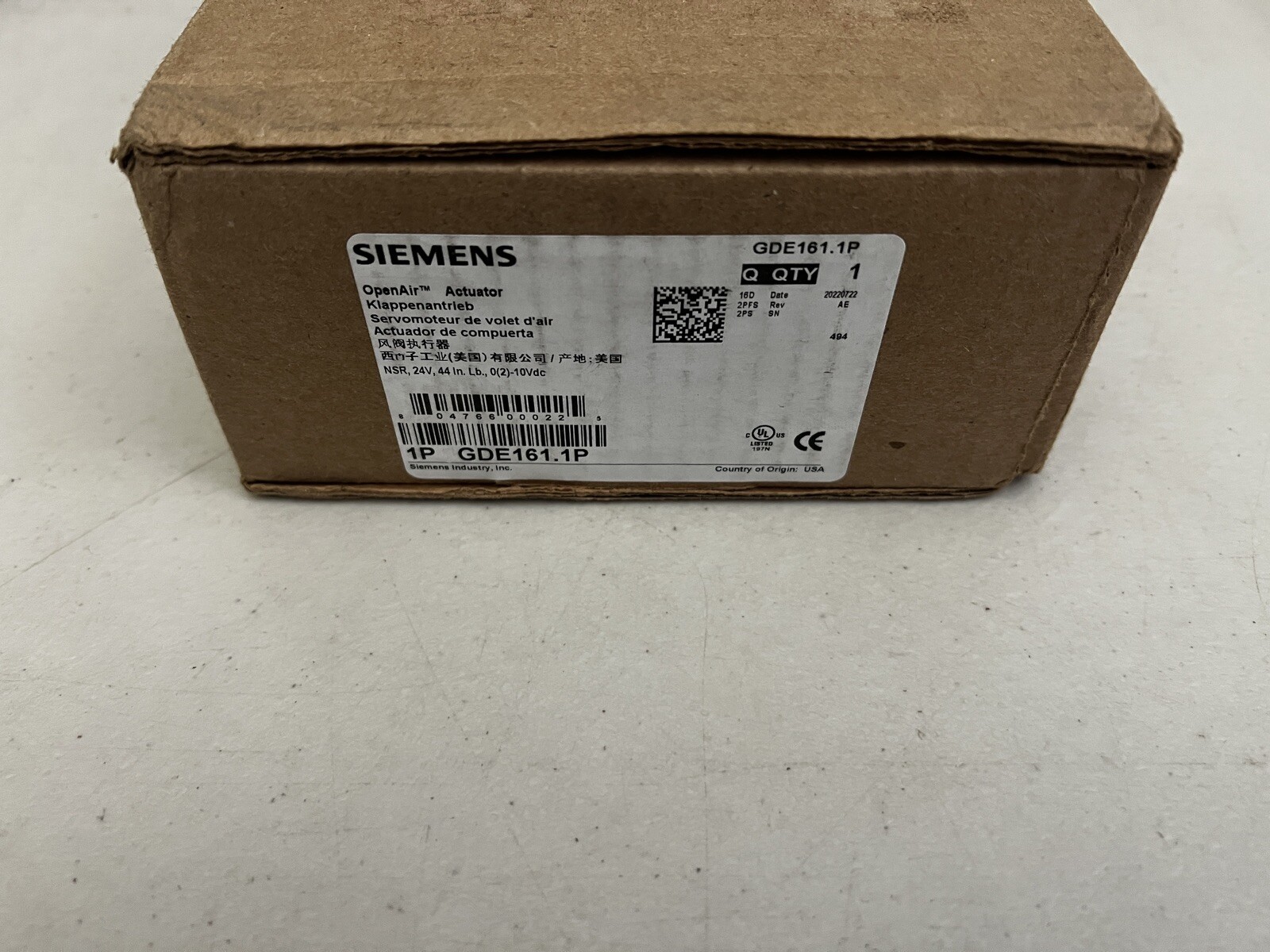 Siemens OpenAir Actuator GDE161.1P - BRAND NEW