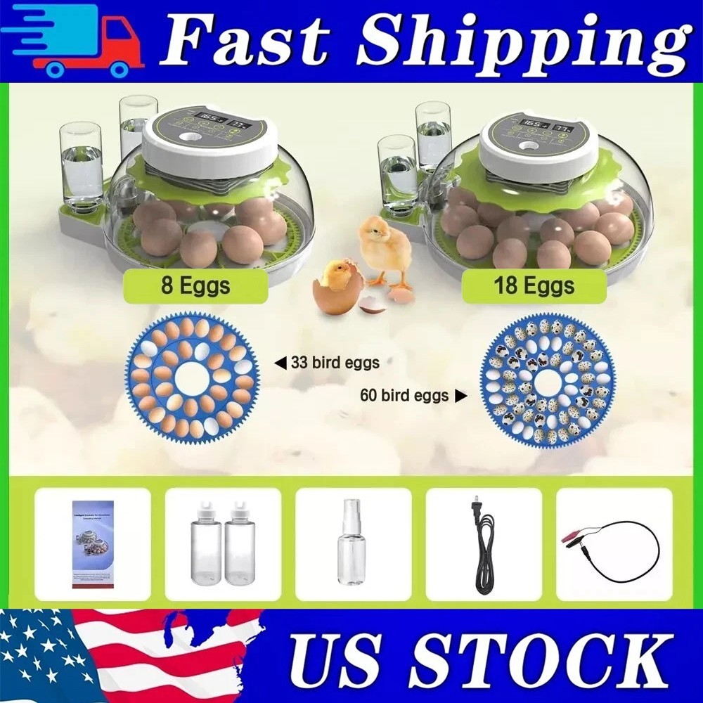 2025 New Fully Automatic Egg Hatcher 8-18 Egg Digital Poultry Hatcher