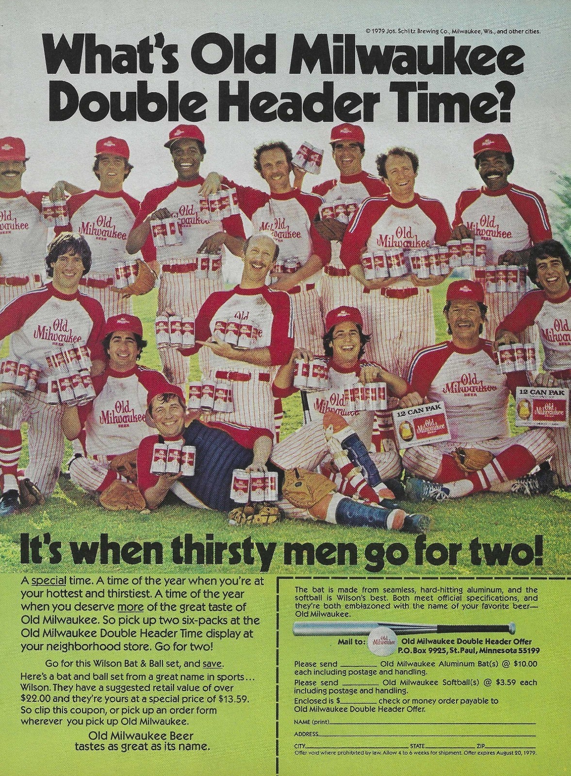 1979 Old Milwaukee Beer Ad Baseball Softball Vintage Magazine Advertisement 79