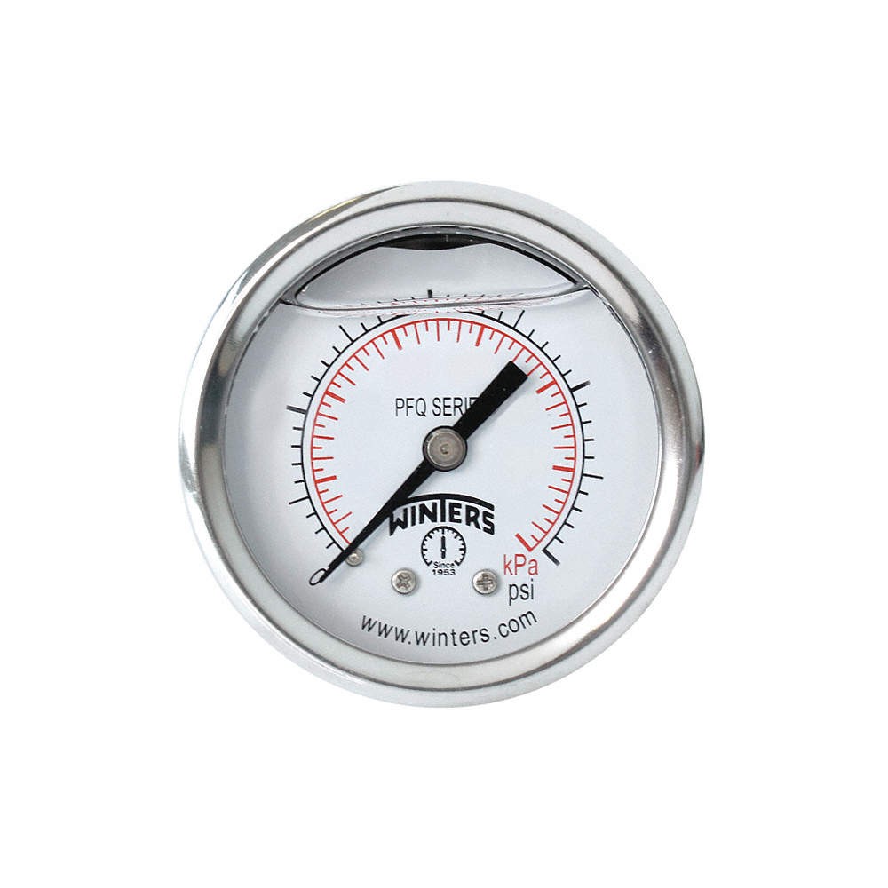 WINTERS PFQ2201 Pressure Gauge,2" Dial Size,Silver 491D82
