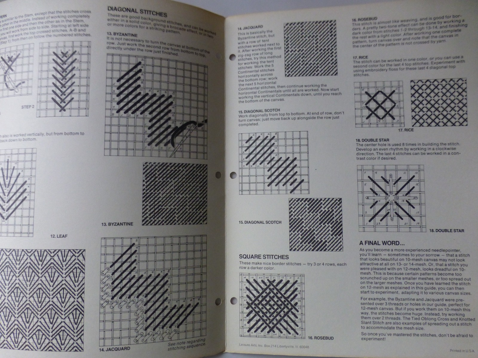 Leisure Arts Needlepoint Stitch Guide 18 Decorative Stitches
