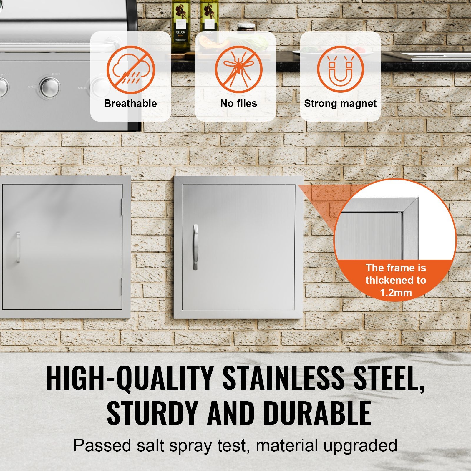 Flush Mount Stainless 18x20in BBQ Door Reversible