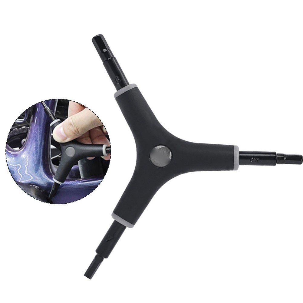 Multi Function 3 Way Y Shaped Wrench Lightweight Alloy Steel Cycling Tool