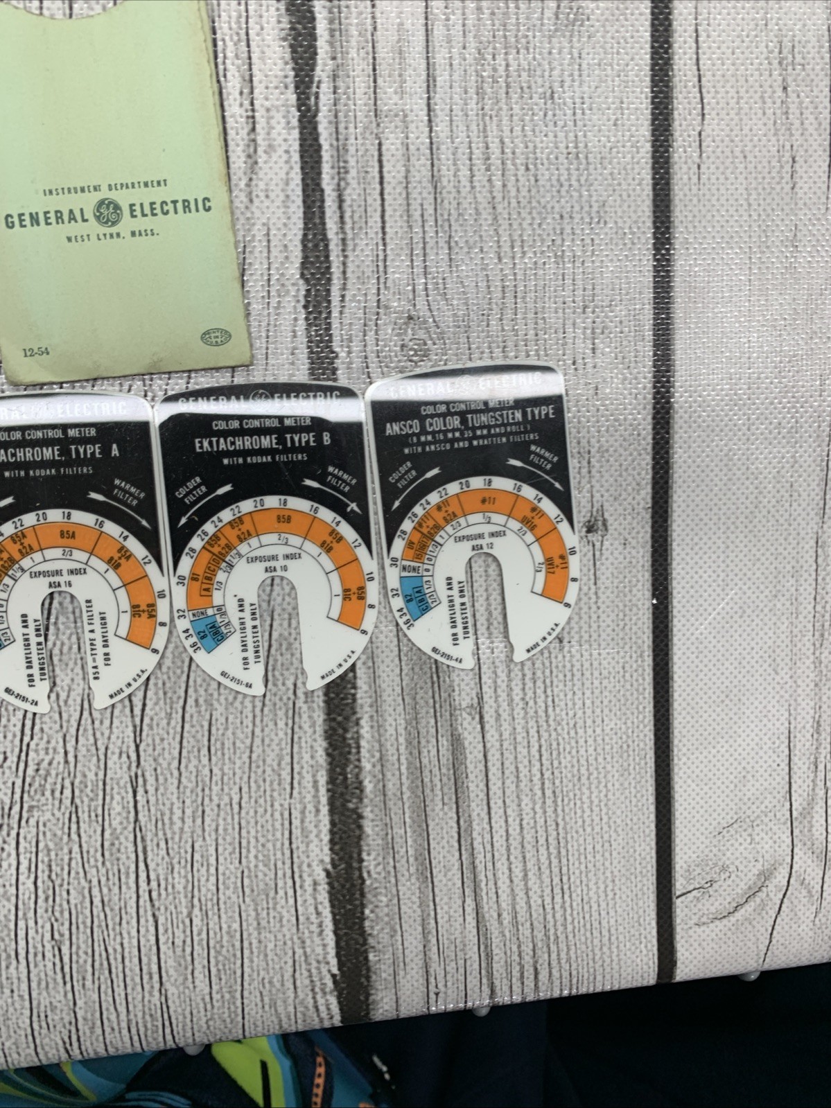 GENERAL ELECTRIC Color Control Meter SLIDES Only 4 All Different