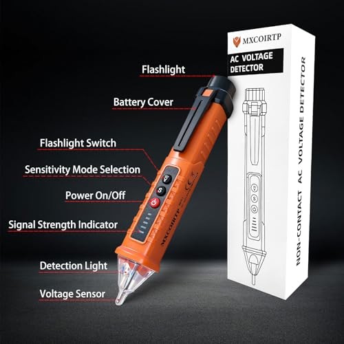 Voltage Tester, Non-Contact Voltage Detector, Electrical Tester, 3 Orange